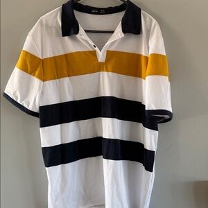 SHEIN Men's Polo Shirt in White, Black, and Yellow